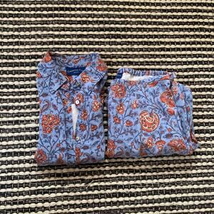 🌿Charter Club Womens Blue Floral 2 Piece Sleeveless Tank Skirt Set Petite 8